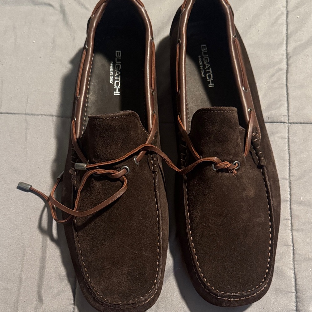 Bugatchi Men's Dark Brown Suede Boat Shoes